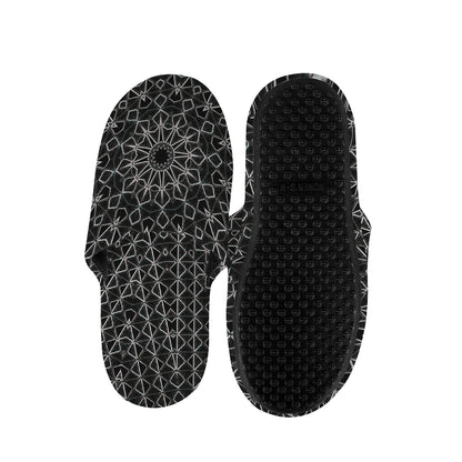 Black And White Kaleidoscope Print Slippers
