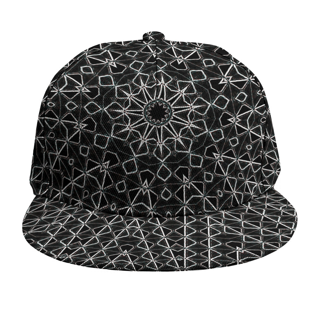 Black And White Kaleidoscope Print Snapback Cap