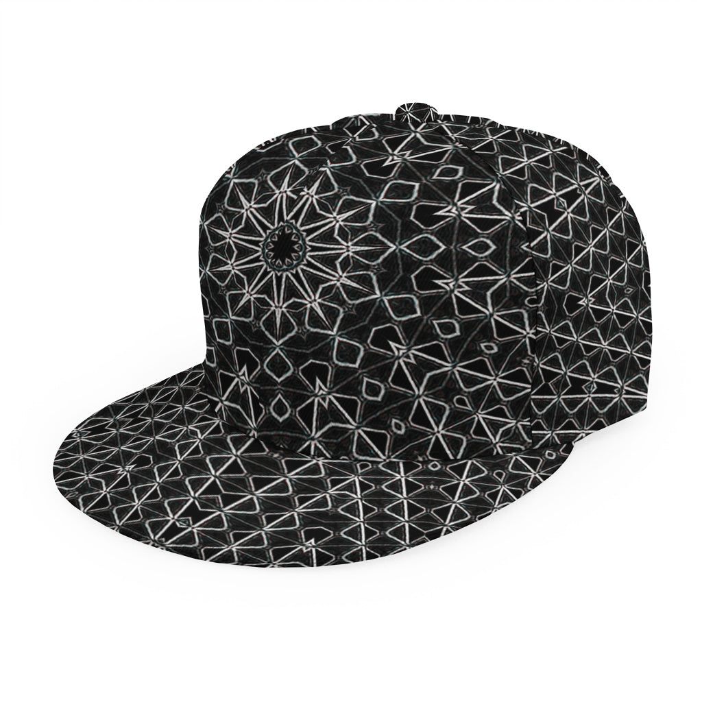 Black And White Kaleidoscope Print Snapback Cap