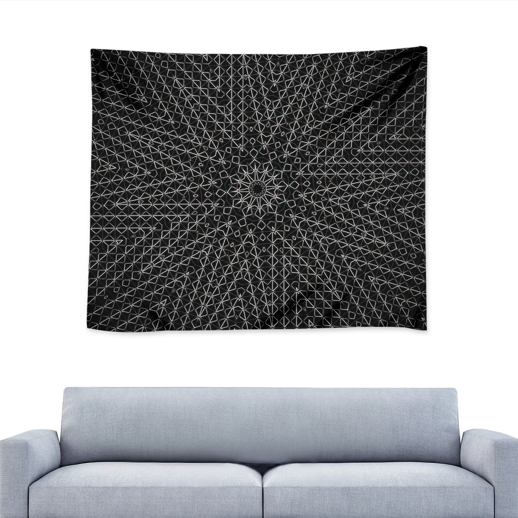 Black And White Kaleidoscope Print Tapestry