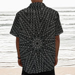 Black And White Kaleidoscope Print Textured Short Sleeve Shirt