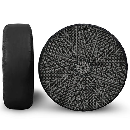 Black And White Kaleidoscope Print Tire Cover