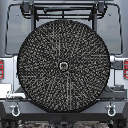 Black And White Kaleidoscope Print Tire Cover With Camera Hole