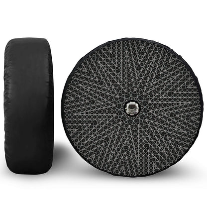 Black And White Kaleidoscope Print Tire Cover With Camera Hole