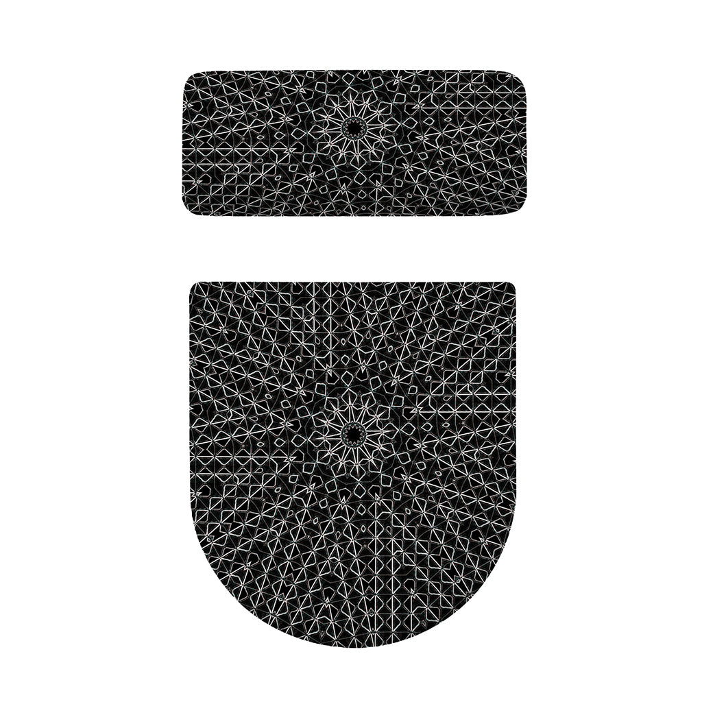 Black And White Kaleidoscope Print Toilet Lid And Tank Cover Set