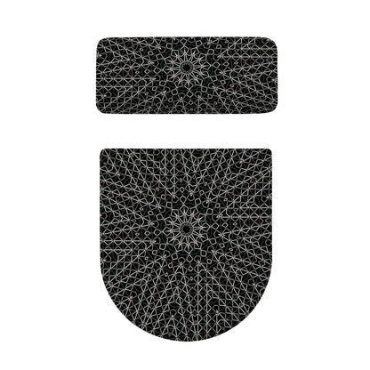 Black And White Kaleidoscope Print Toilet Lid And Tank Cover Set