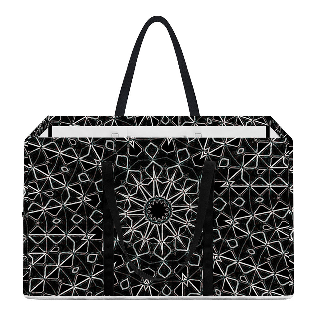 Black And White Kaleidoscope Print Utility Tote Bag