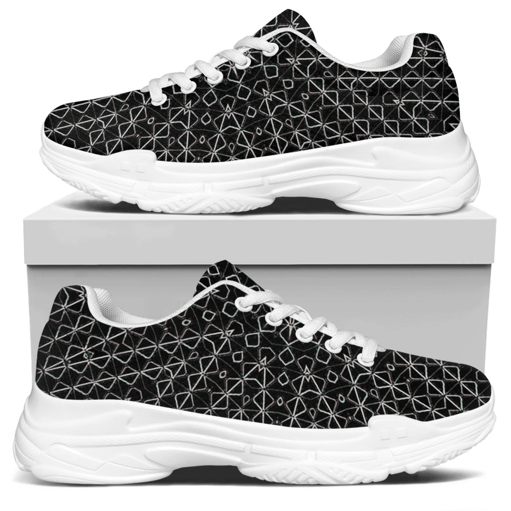 Black And White Kaleidoscope Print White Chunky Shoes