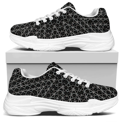 Black And White Kaleidoscope Print White Chunky Shoes