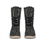 Black And White Kaleidoscope Print Winter Boots