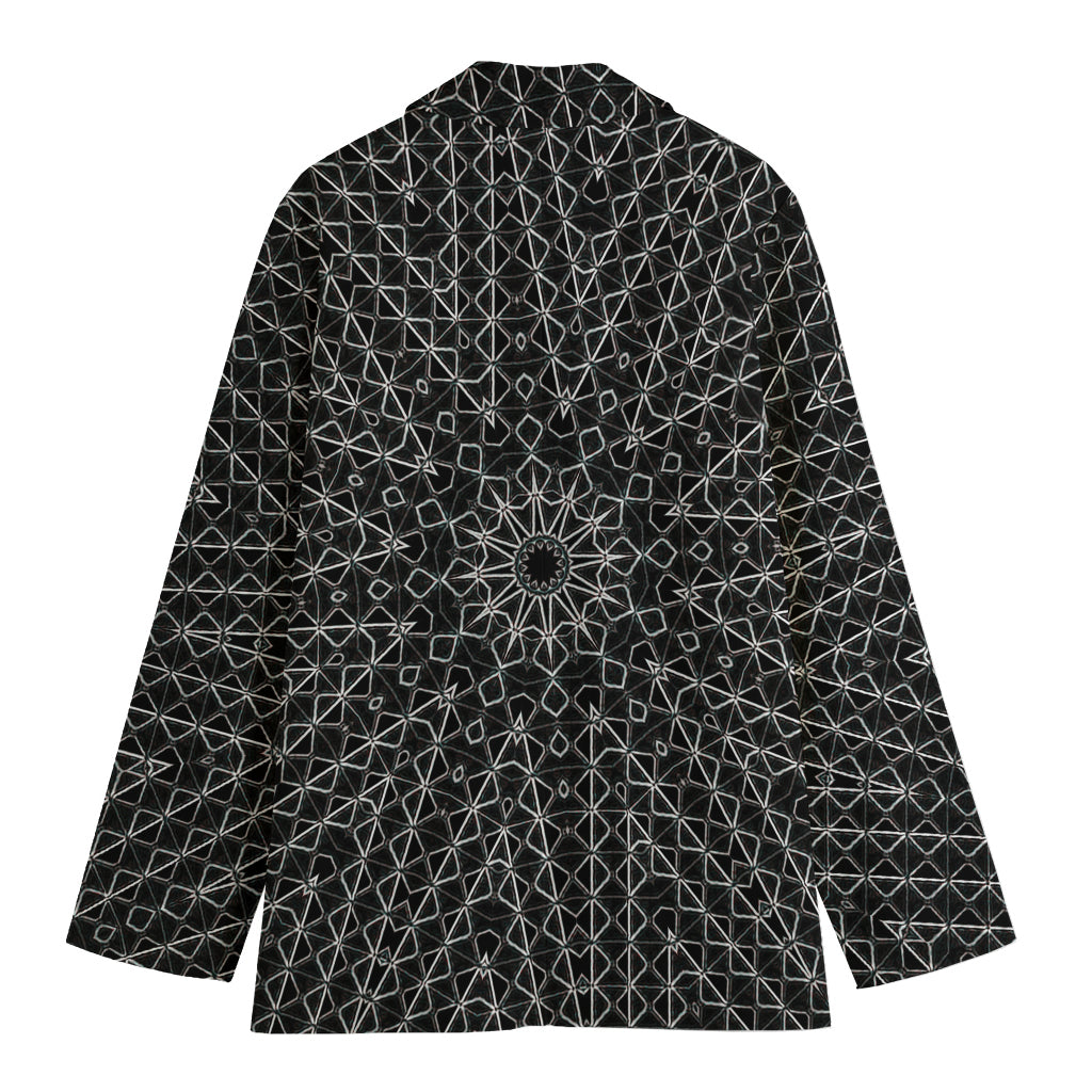 Black And White Kaleidoscope Print Women's Cotton Blazer