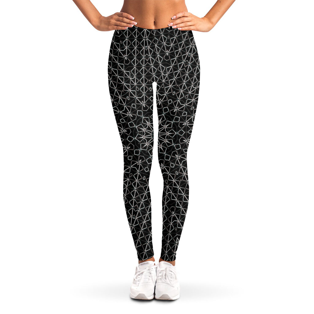 Black And White Kaleidoscope Print Women's Leggings