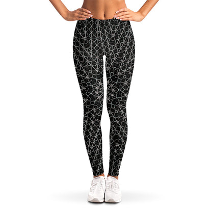 Black And White Kaleidoscope Print Women's Leggings