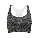 Black And White Kaleidoscope Print Women's Sports Bra