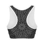 Black And White Kaleidoscope Print Women's Sports Bra