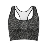 Black And White Kaleidoscope Print Women's Sports Bra
