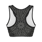 Black And White Kaleidoscope Print Women's Sports Bra