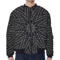 Black And White Kaleidoscope Print Zip Sleeve Bomber Jacket
