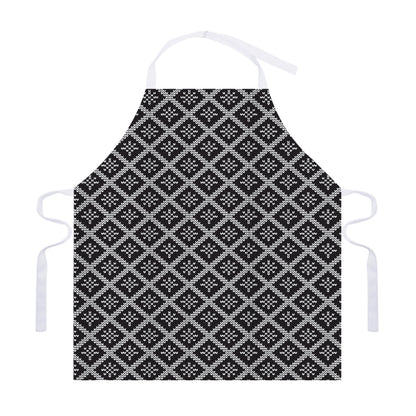 Black And White Knitted Pattern Print Adjustable Apron