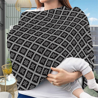 Black And White Knitted Pattern Print Baby Seat Cover