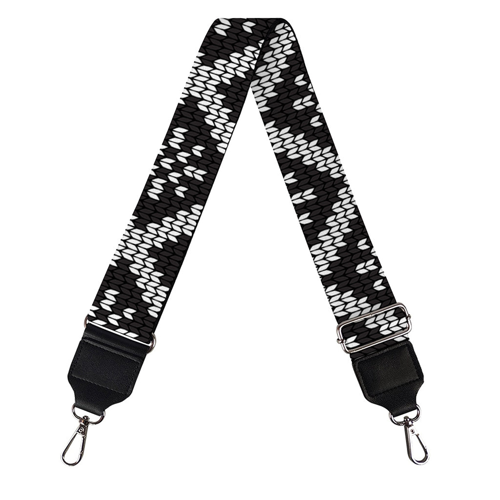 Black And White Knitted Pattern Print Bag Strap