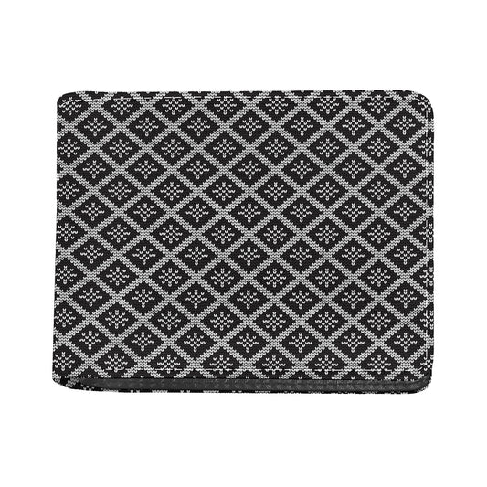 Black And White Knitted Pattern Print Bifold Wallet