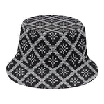 Black And White Knitted Pattern Print Bucket Hat