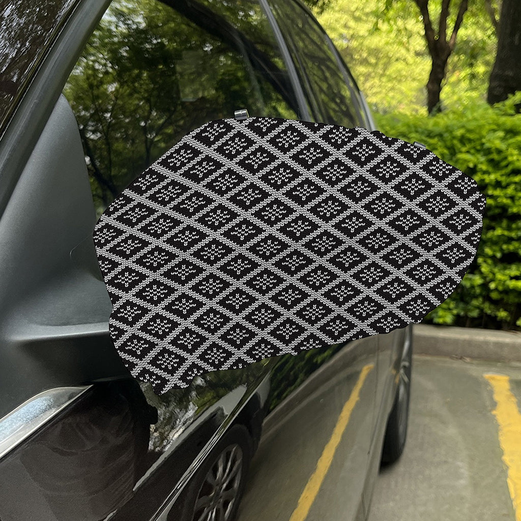 Black And White Knitted Pattern Print Car Side Mirror Covers