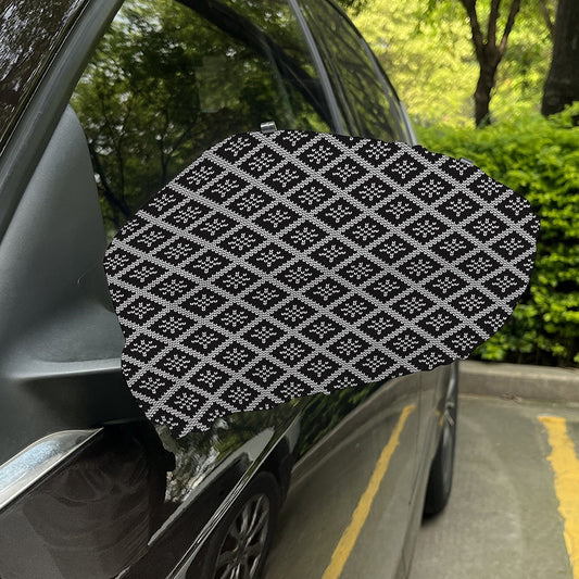 Black And White Knitted Pattern Print Car Side Mirror Covers