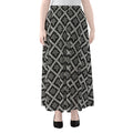 Black And White Knitted Pattern Print Chiffon Maxi Skirt