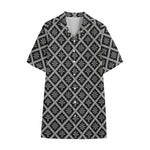 Black And White Knitted Pattern Print Cotton Hawaiian Shirt