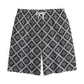 Black And White Knitted Pattern Print Cotton Shorts