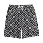 Black And White Knitted Pattern Print Cotton Shorts