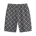 Black And White Knitted Pattern Print Cotton Shorts