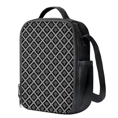 Black And White Knitted Pattern Print Crossbody Lunch Bag