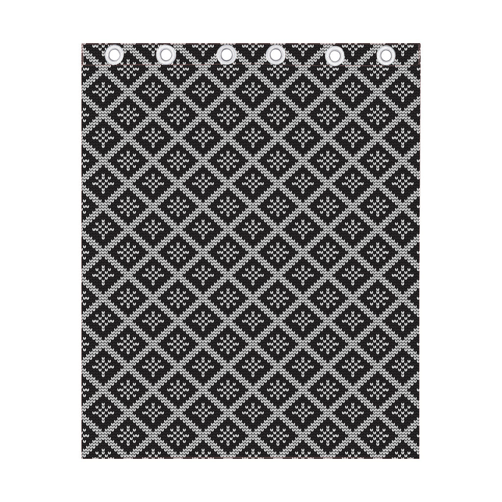 Black And White Knitted Pattern Print Curtain
