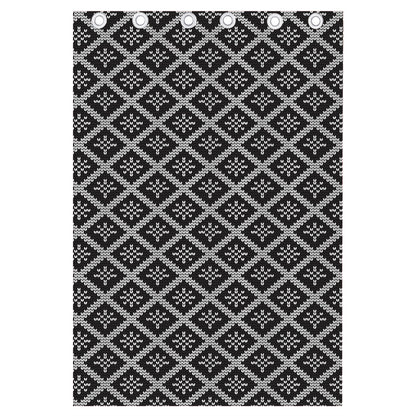 Black And White Knitted Pattern Print Curtain