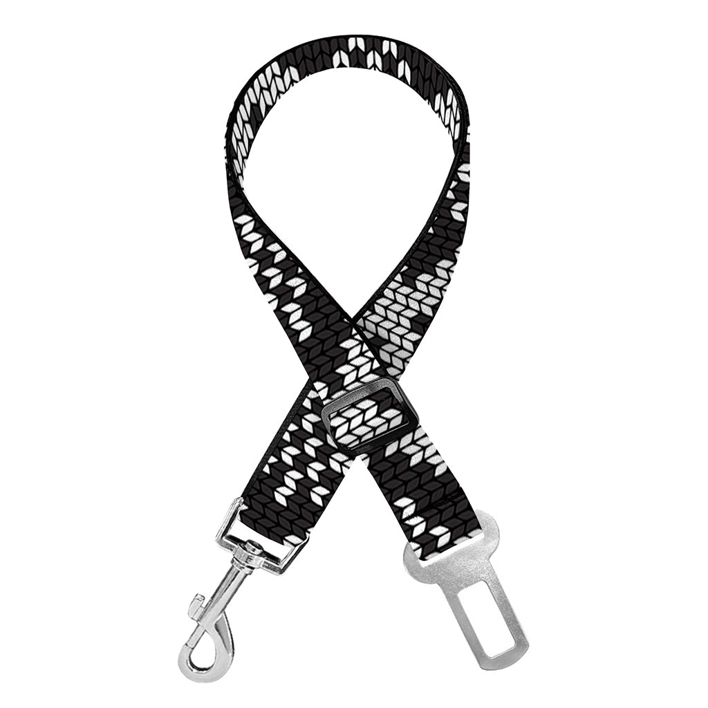 Black And White Knitted Pattern Print Dog Seat Belt
