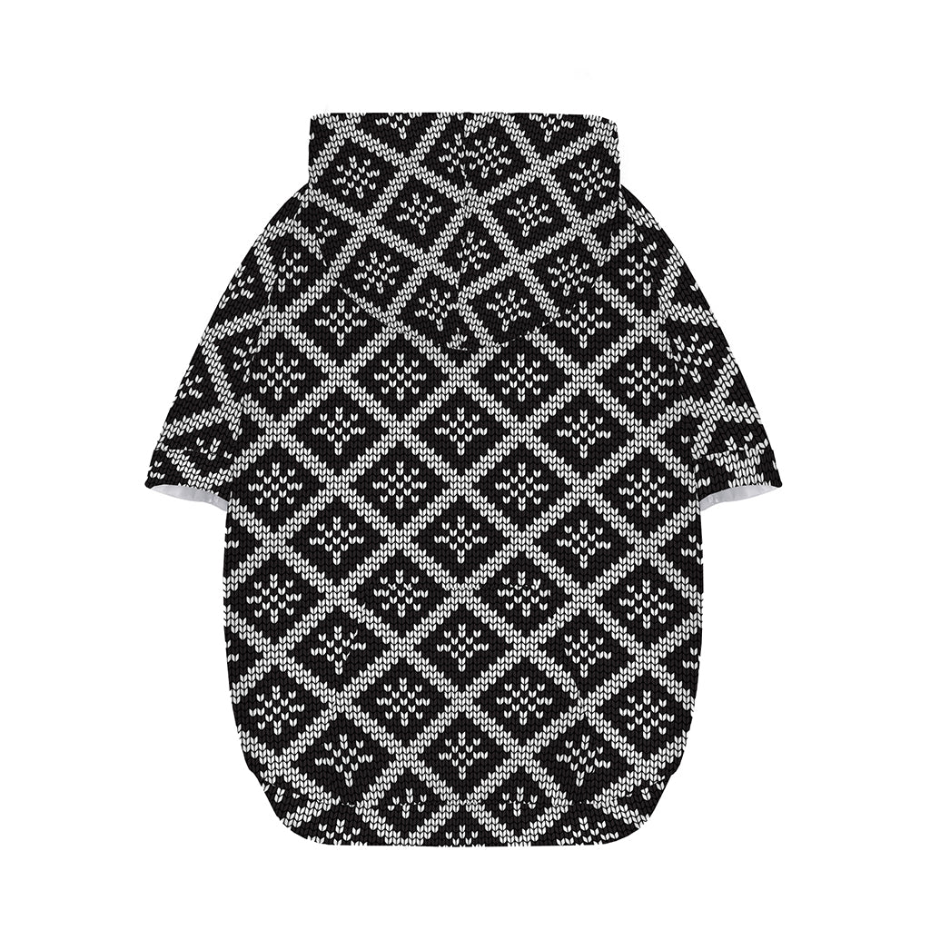 Black And White Knitted Pattern Print Dog Zip Up Hoodie