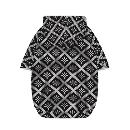 Black And White Knitted Pattern Print Dog Zip Up Hoodie