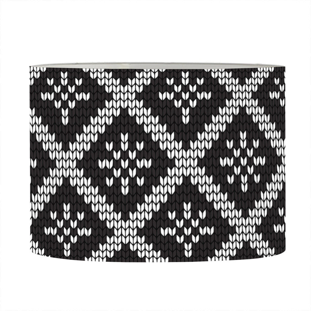 Black And White Knitted Pattern Print Drum Lamp Shade