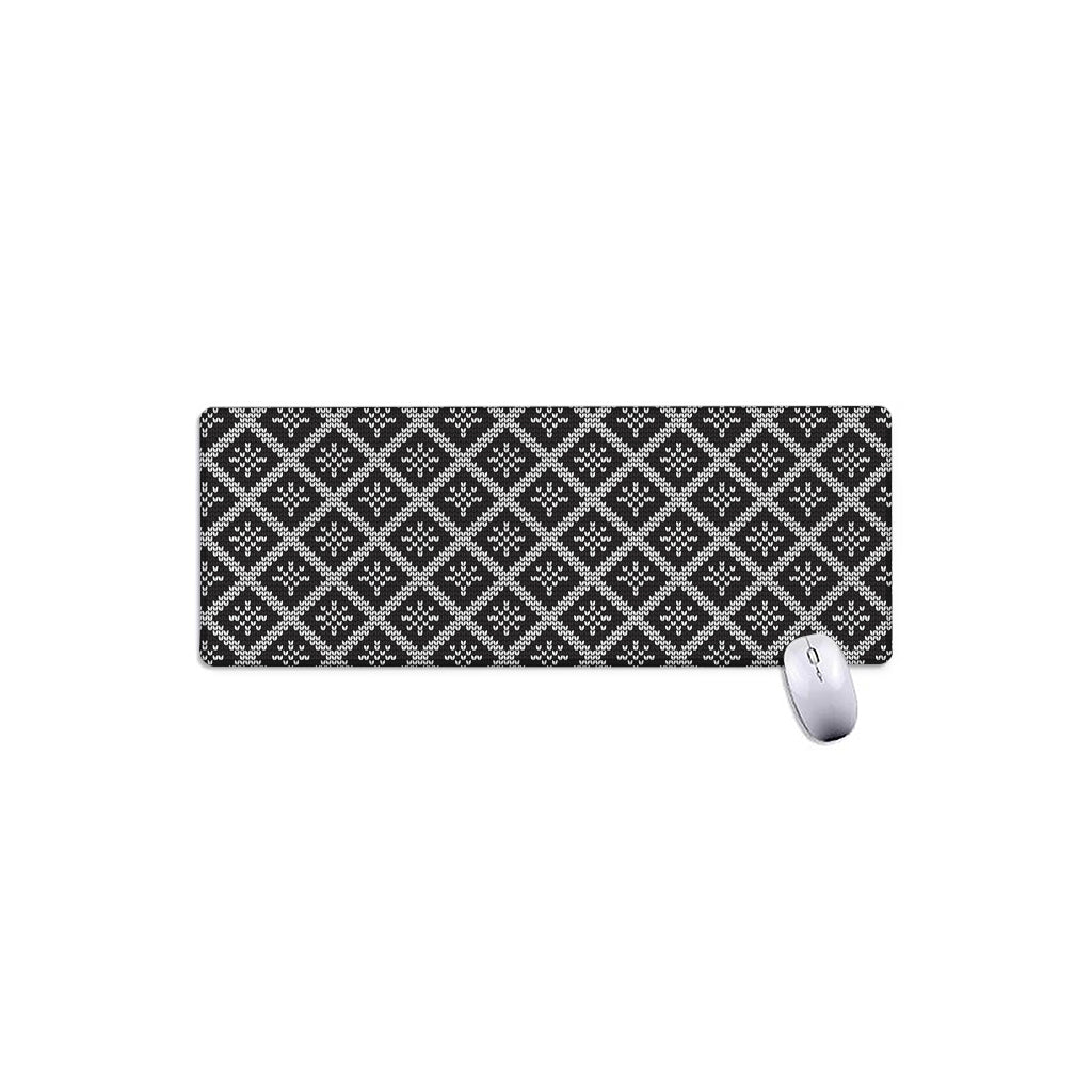 Black And White Knitted Pattern Print Extended Mouse Pad