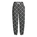 Black And White Knitted Pattern Print Fleece Lined Knit Pants