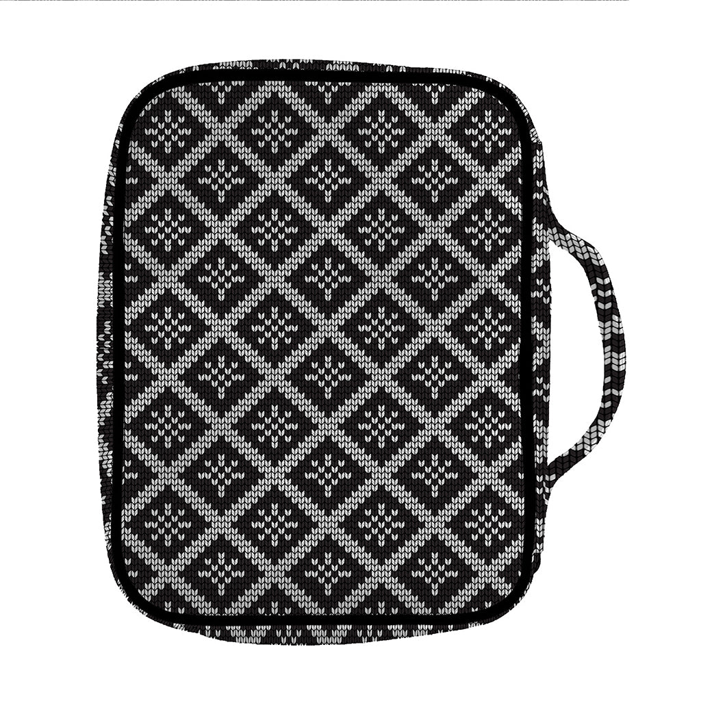 Black And White Knitted Pattern Print Front Pocket Bible Bag
