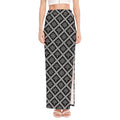 Black And White Knitted Pattern Print High Slit Maxi Skirt