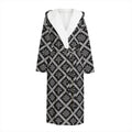 Black And White Knitted Pattern Print Hooded Bathrobe