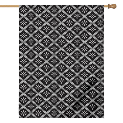 Black And White Knitted Pattern Print House Flag