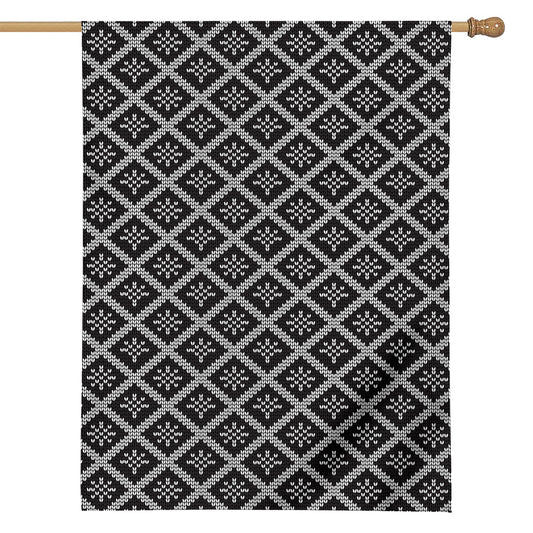 Black And White Knitted Pattern Print House Flag