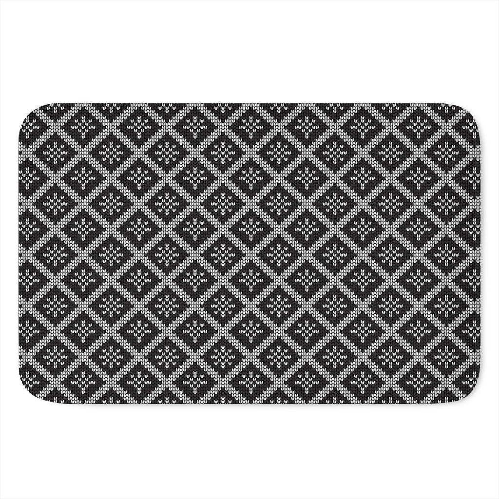 Black And White Knitted Pattern Print Indoor Door Mat