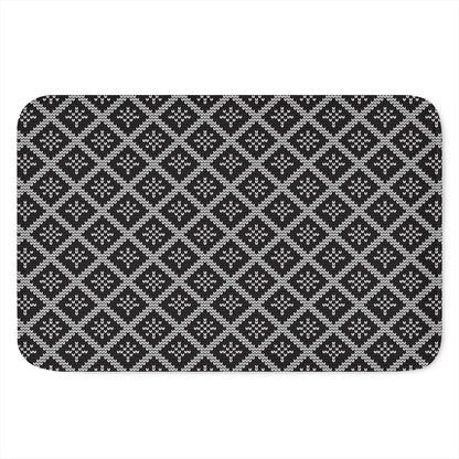 Black And White Knitted Pattern Print Indoor Door Mat